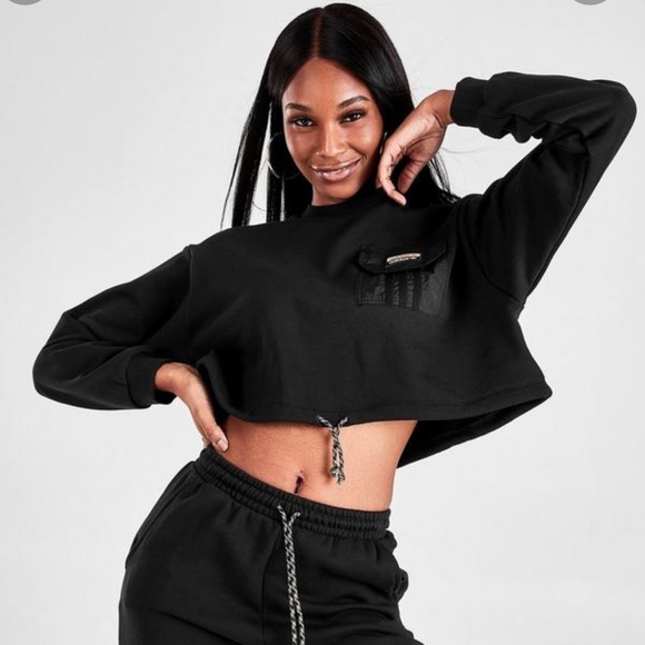 Women's adidas Originals Outline Crop Crewneck Sweatshirt - Picture 1 of 6